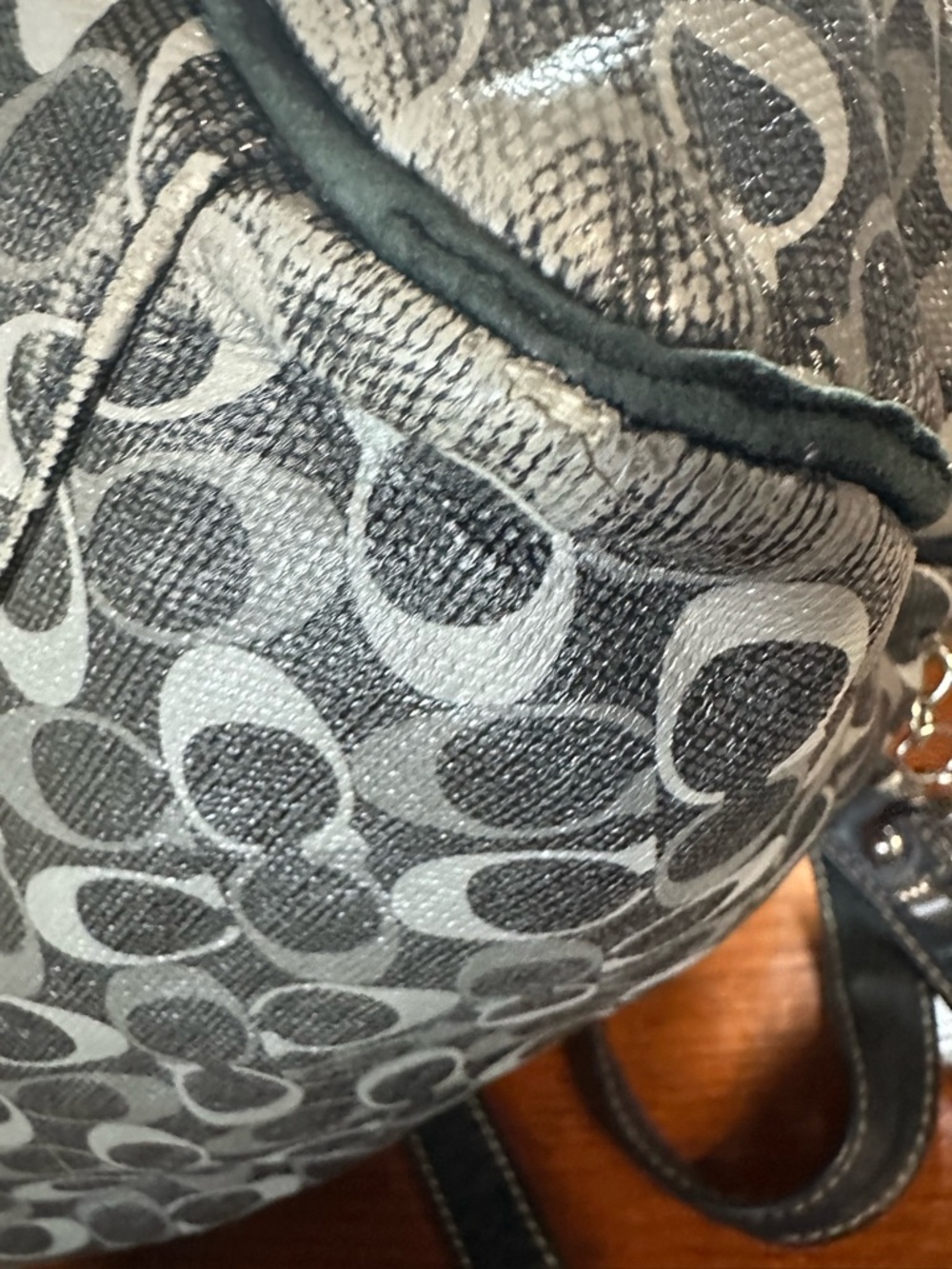 Coach Rehab Signature Monogram Satchel in Black and Gray - Picture 5 of 16